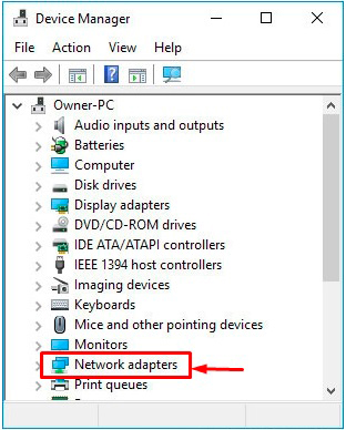 Device manager menu